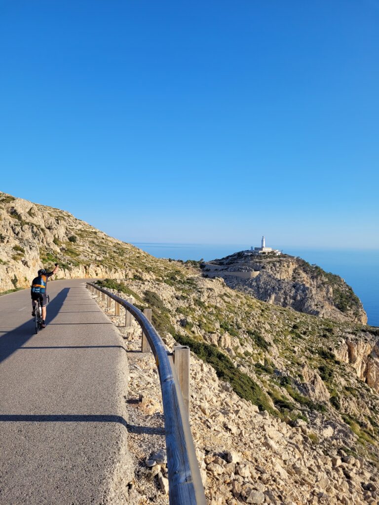 Dave on the approach to the Cap Formentor lighthouse, Mallorca